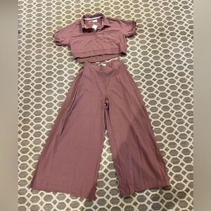 Free People Beach Set - NWT Mauve Crop Top & Wide Leg Pants Boho Lounge